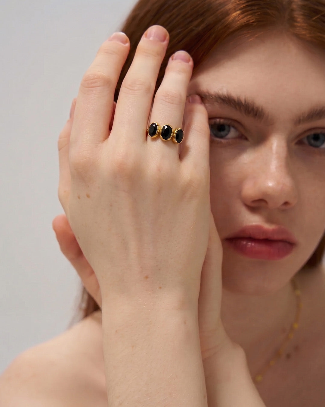 Black Onyx Trio Ring
