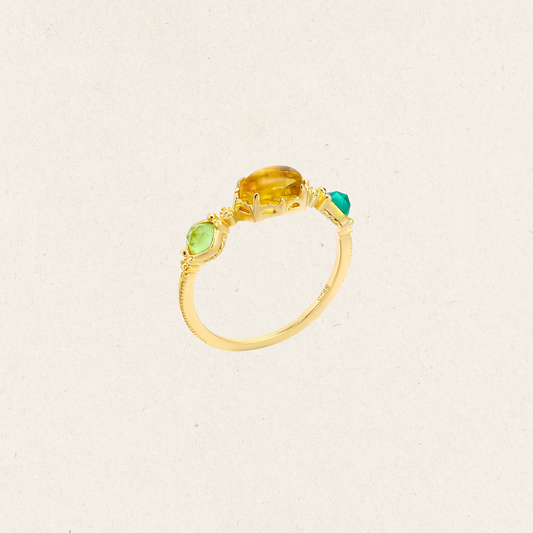 Natural Amber Green Onyx Ring