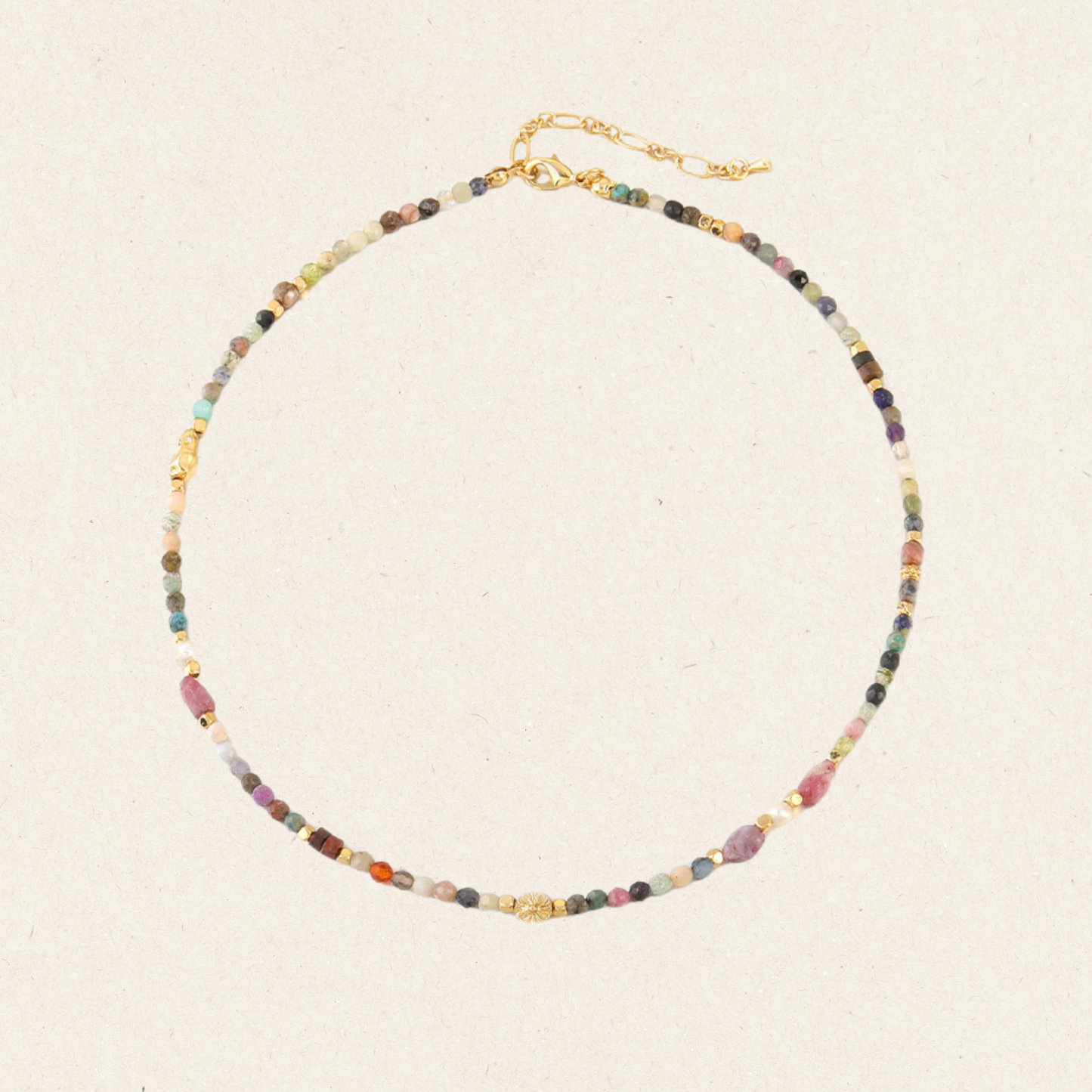 Multi-color Gem Beaded Necklace