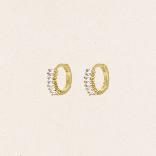 Rectangular Zircon Huggie Earrings