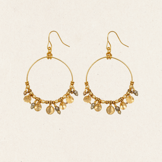 Boho Disc Charm Hoop Earrings