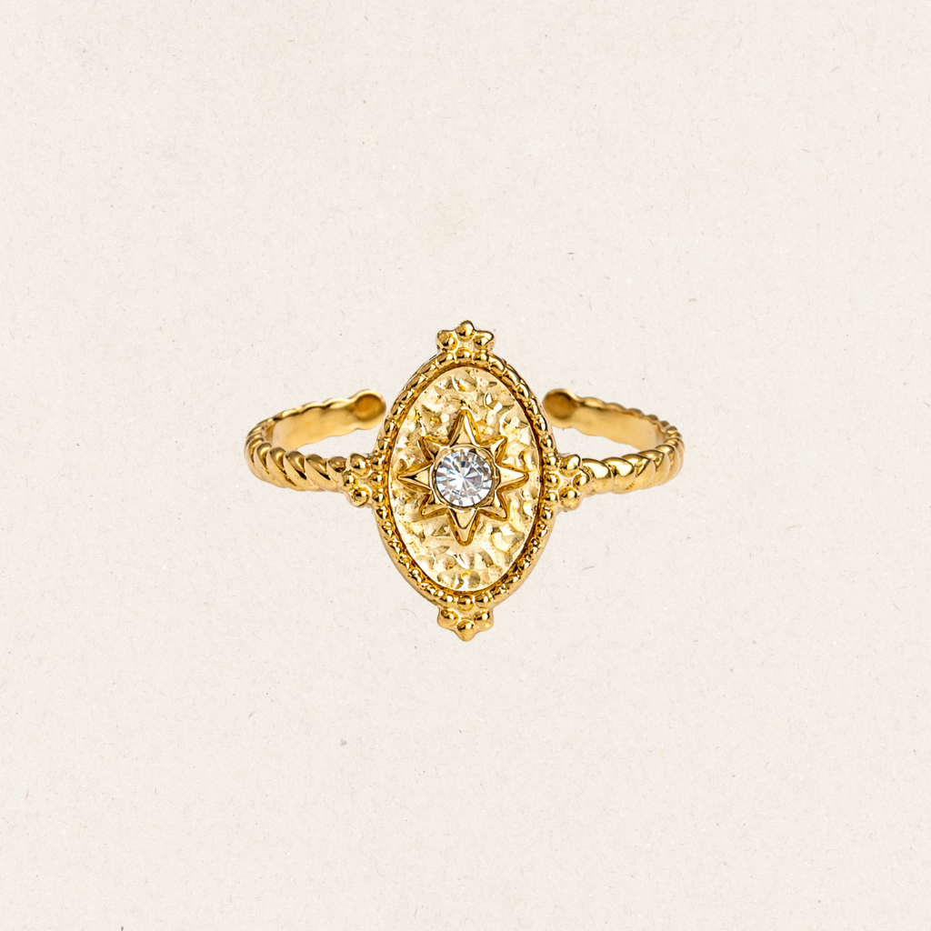 Gold Star Oval Ring