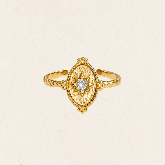 Gold Star Oval Ring