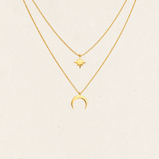 Double Layer Star & Moon Necklace