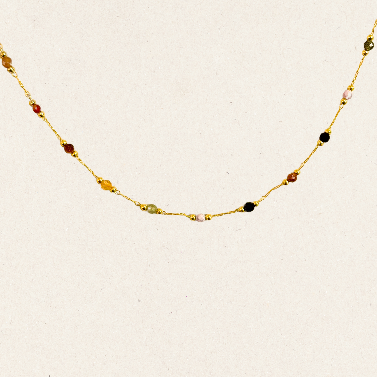 Color Rainbow Gemstone Beaded Necklace