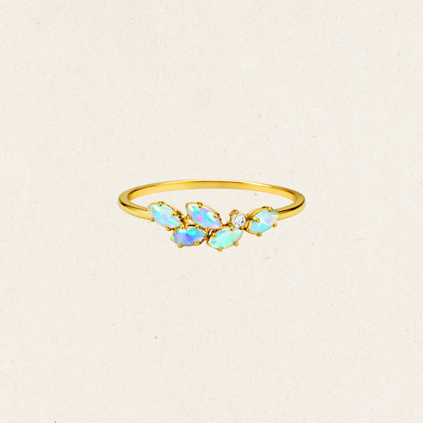 Gold Leaf-Shaped Opal Ring