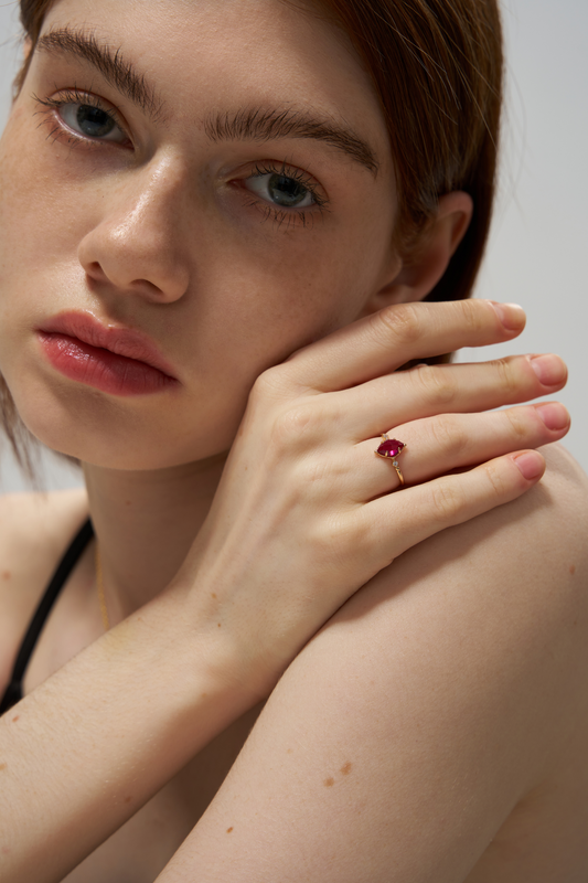 Natural Wine-Red Ruby RIng