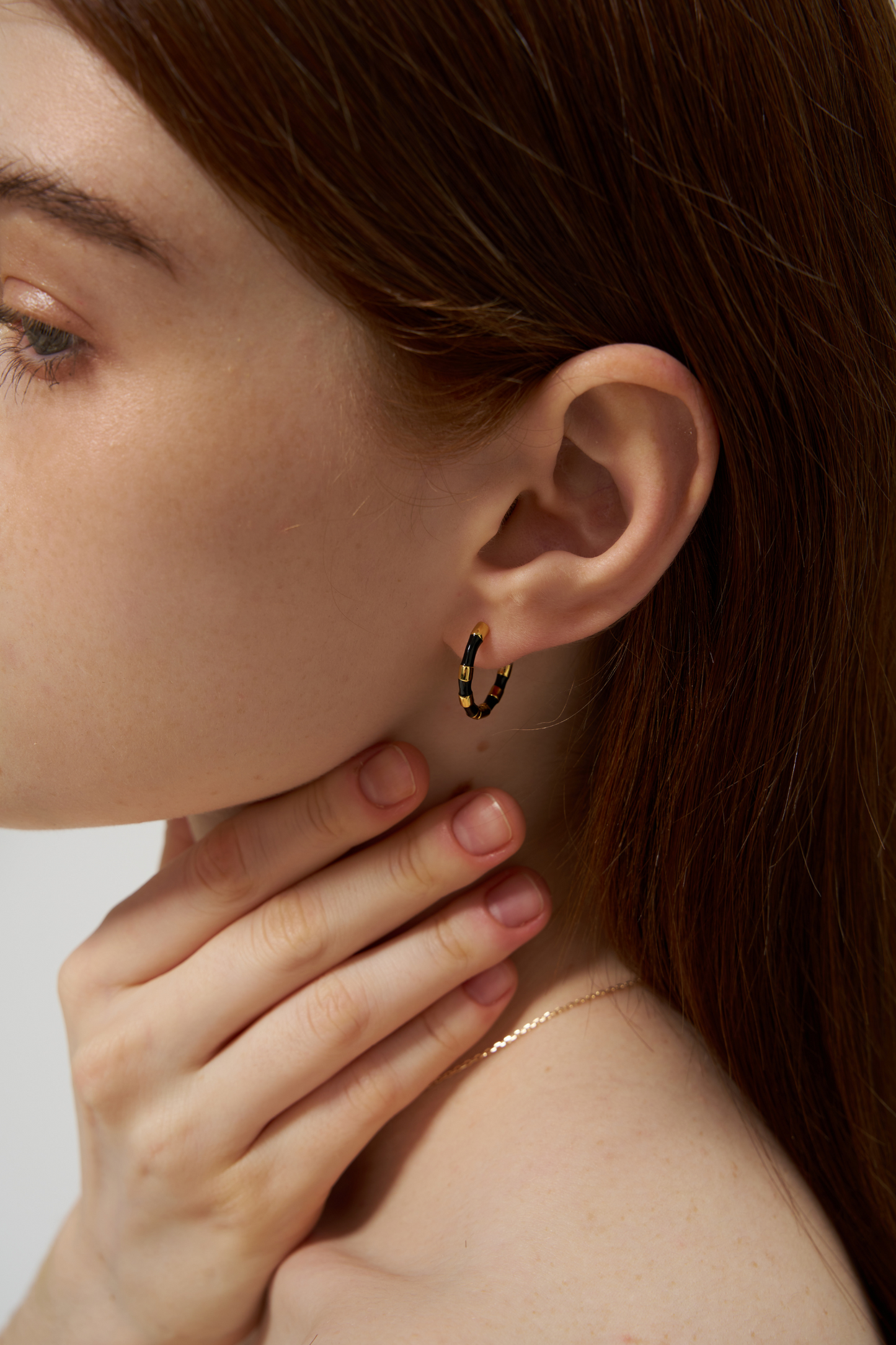 Black Enamel Stripe Hoop Earrings