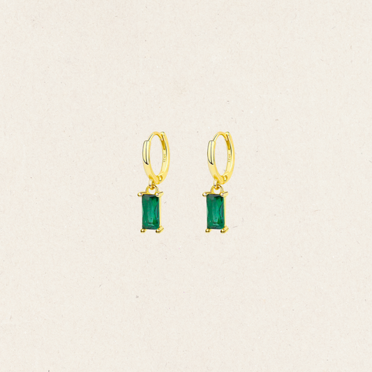 Small Emerald Hoops