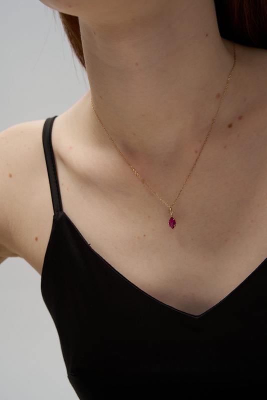 Natural Wine-Red Ruby Necklace