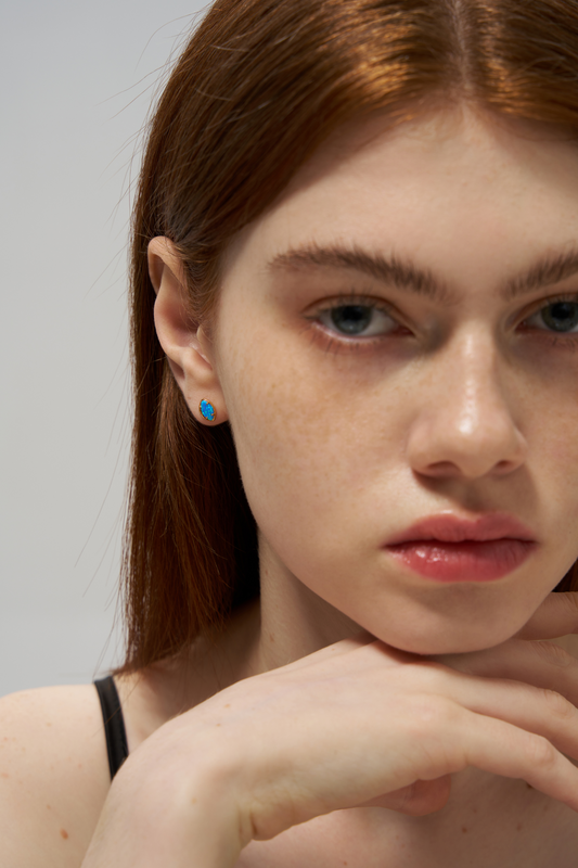 Blue Opal Eye Stud Earring