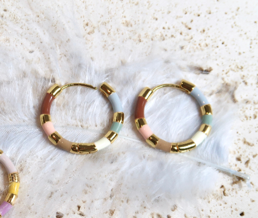 Enamel Stripe Hoop Earrings