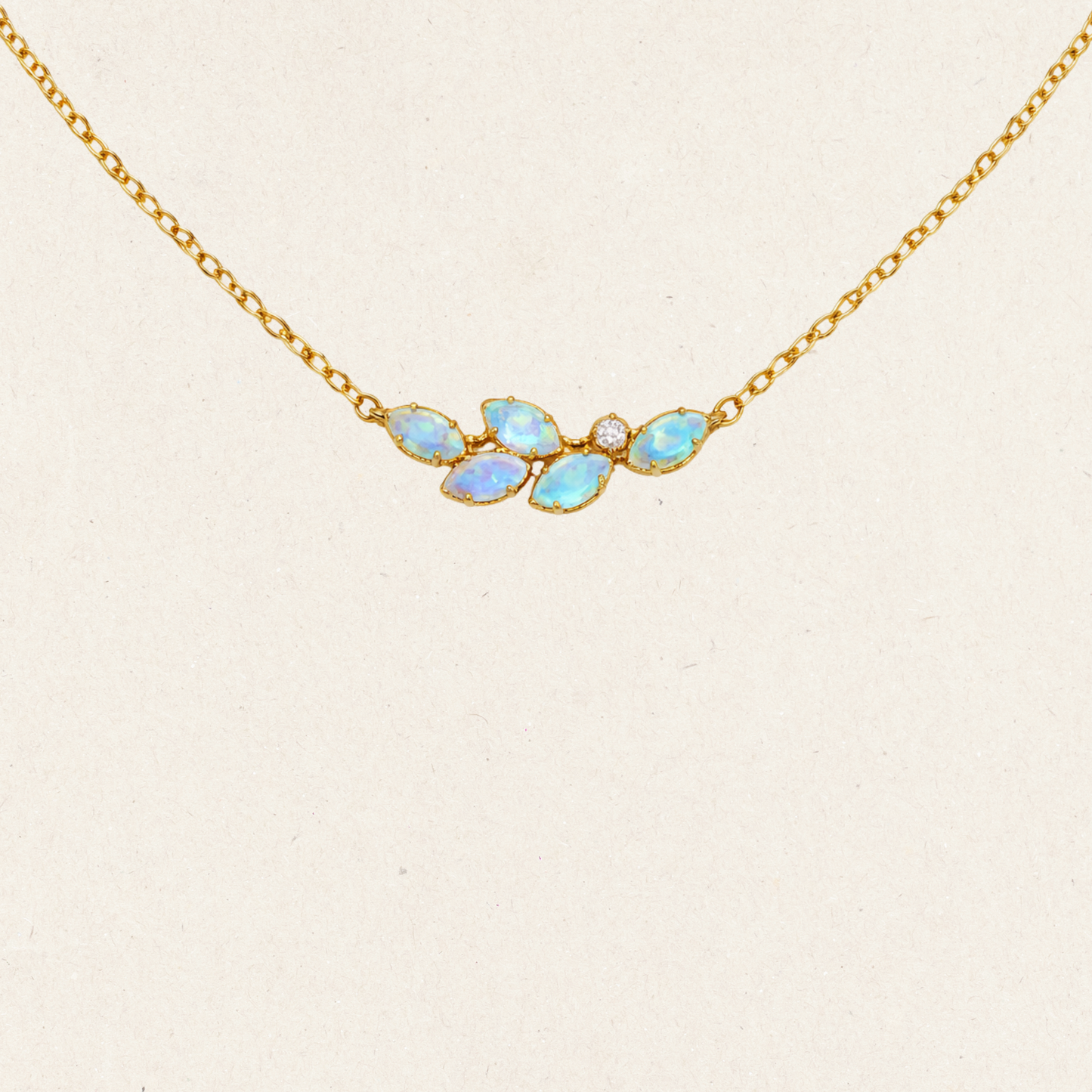 Gold Leaf-Shaped Opal Necklace