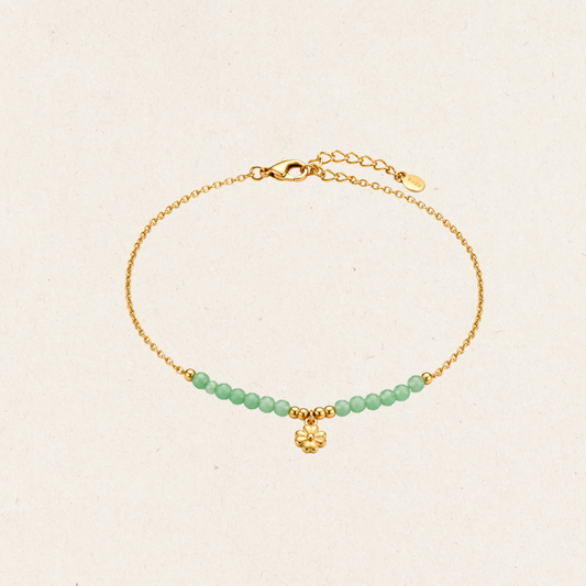 Green Aventurine Bracelet With Flower Charm