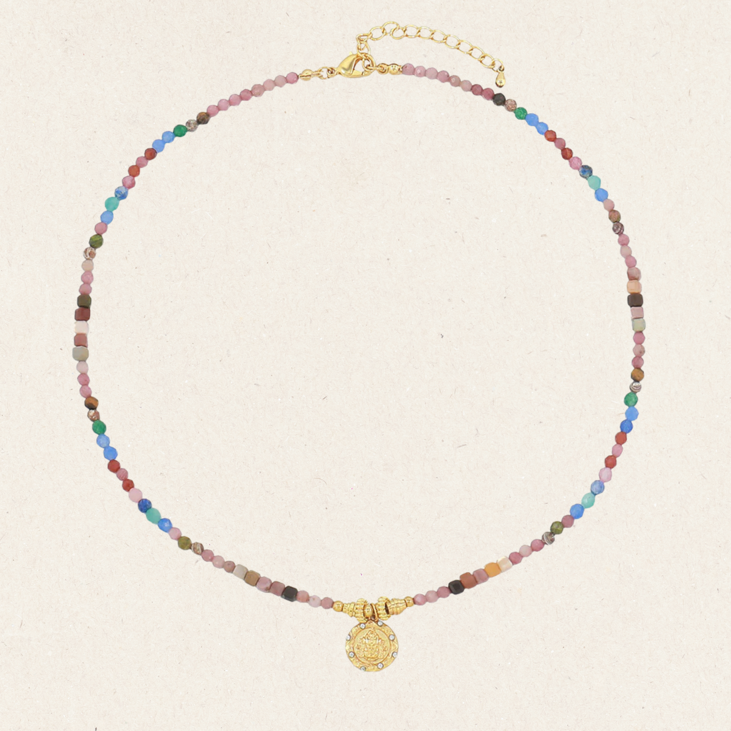 Rainbow Tourmaline Coin Necklace