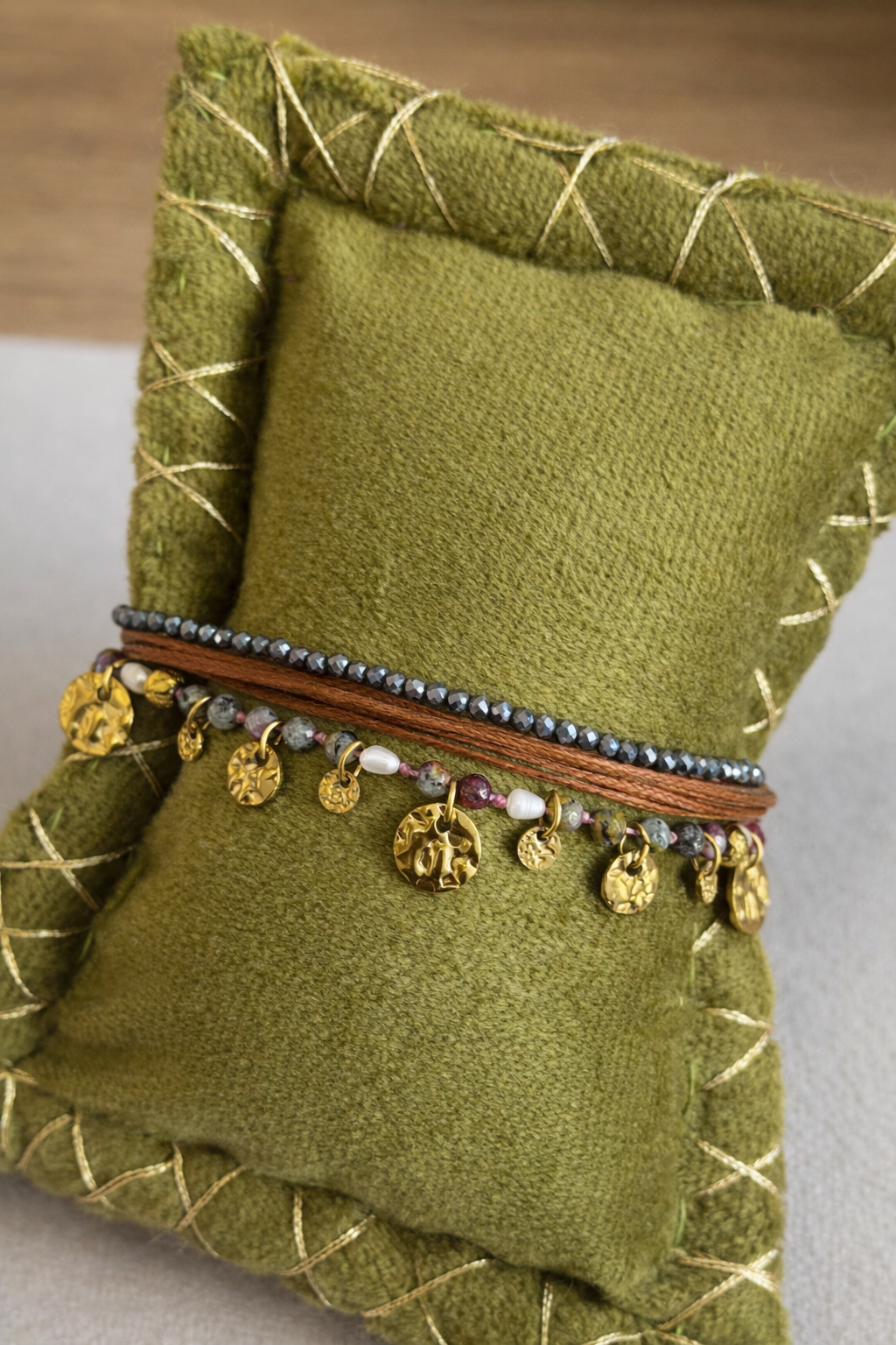 Multi-Layer Beaded Charm Bracelet
