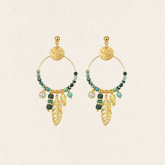 Emerald Bead Stud Earrings