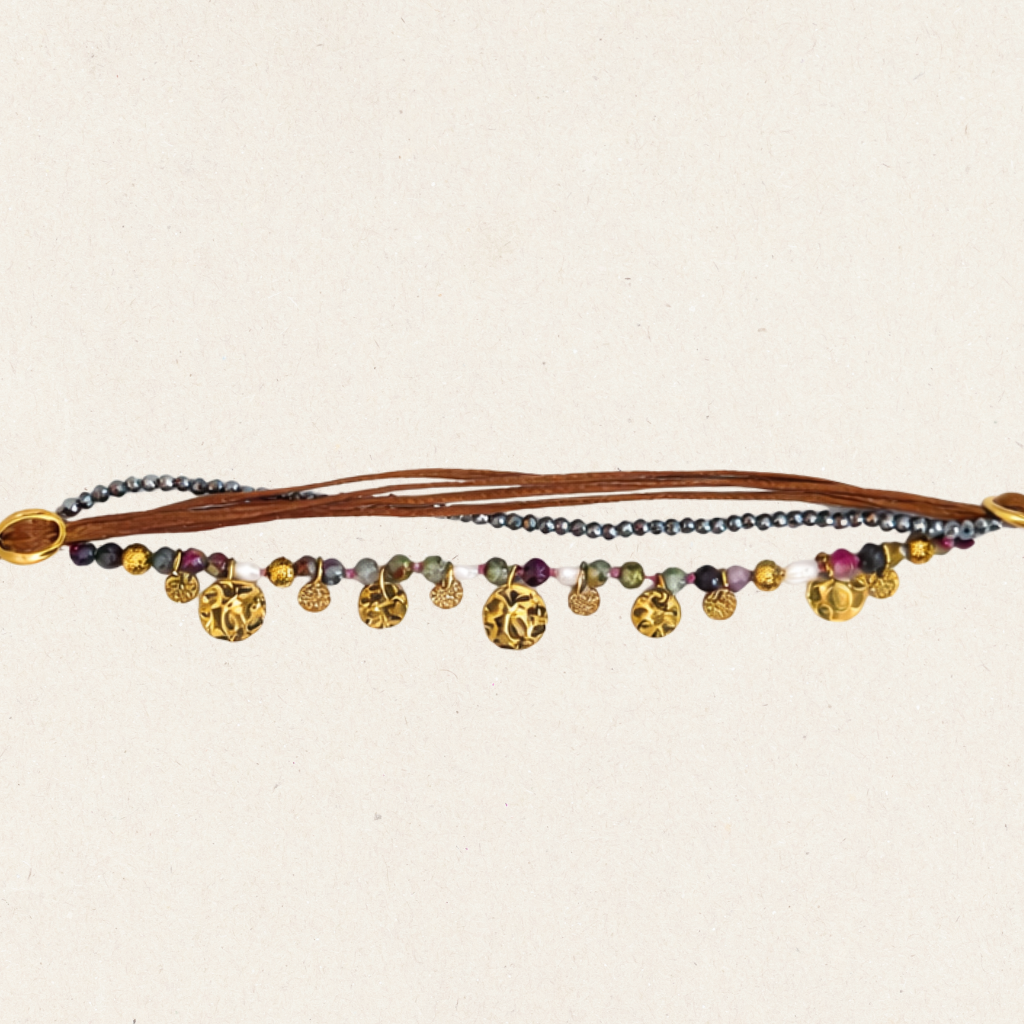 Multi-Layer Beaded Charm Bracelet