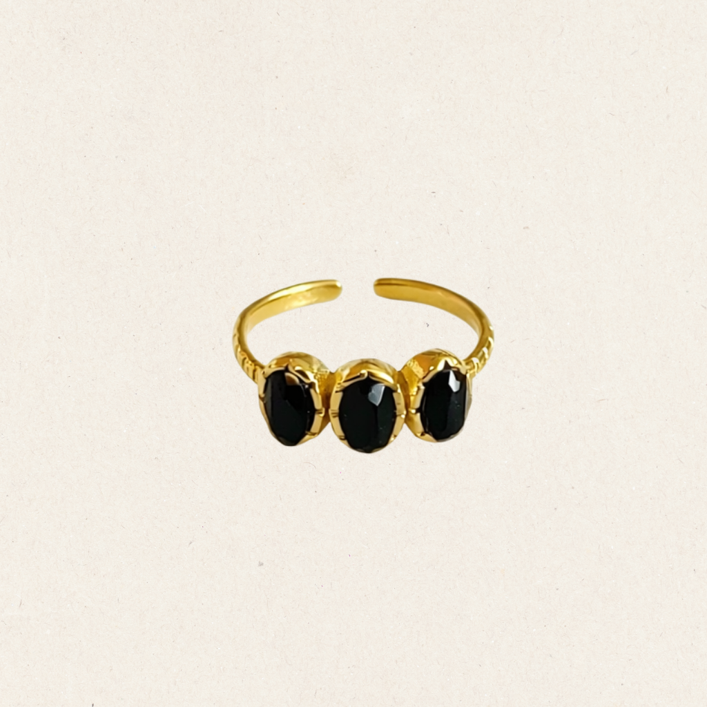 Black Onyx Trio Ring