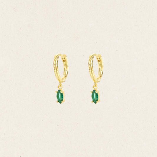 Green Agate Hoop Earrings