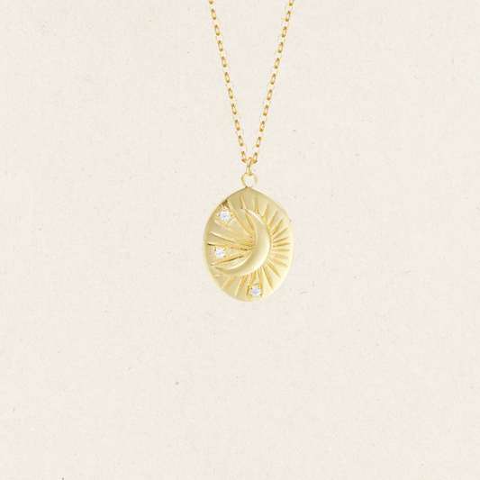 Crescent Moon Star Necklace