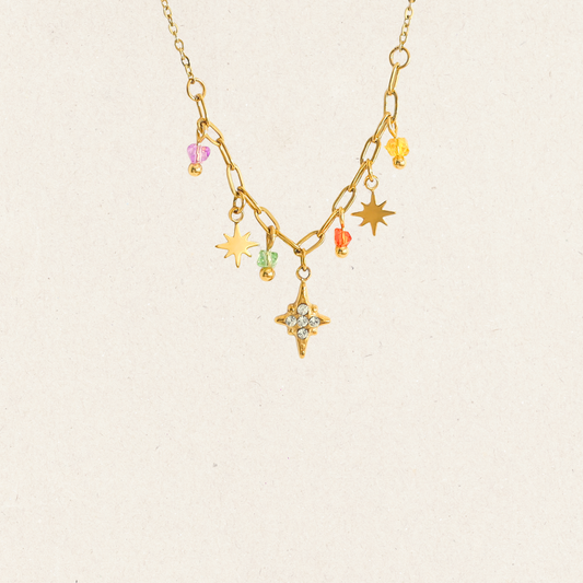 Multi Star Drop Necklace