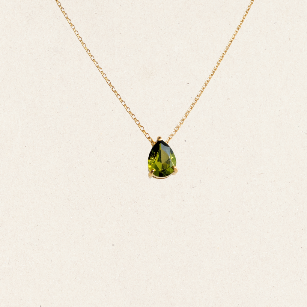 Olive Green Teardrop Necklace
