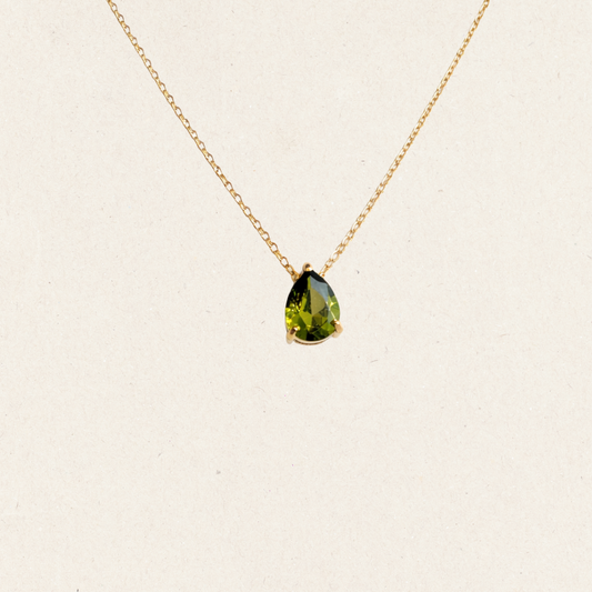 Olive Green Teardrop Necklace
