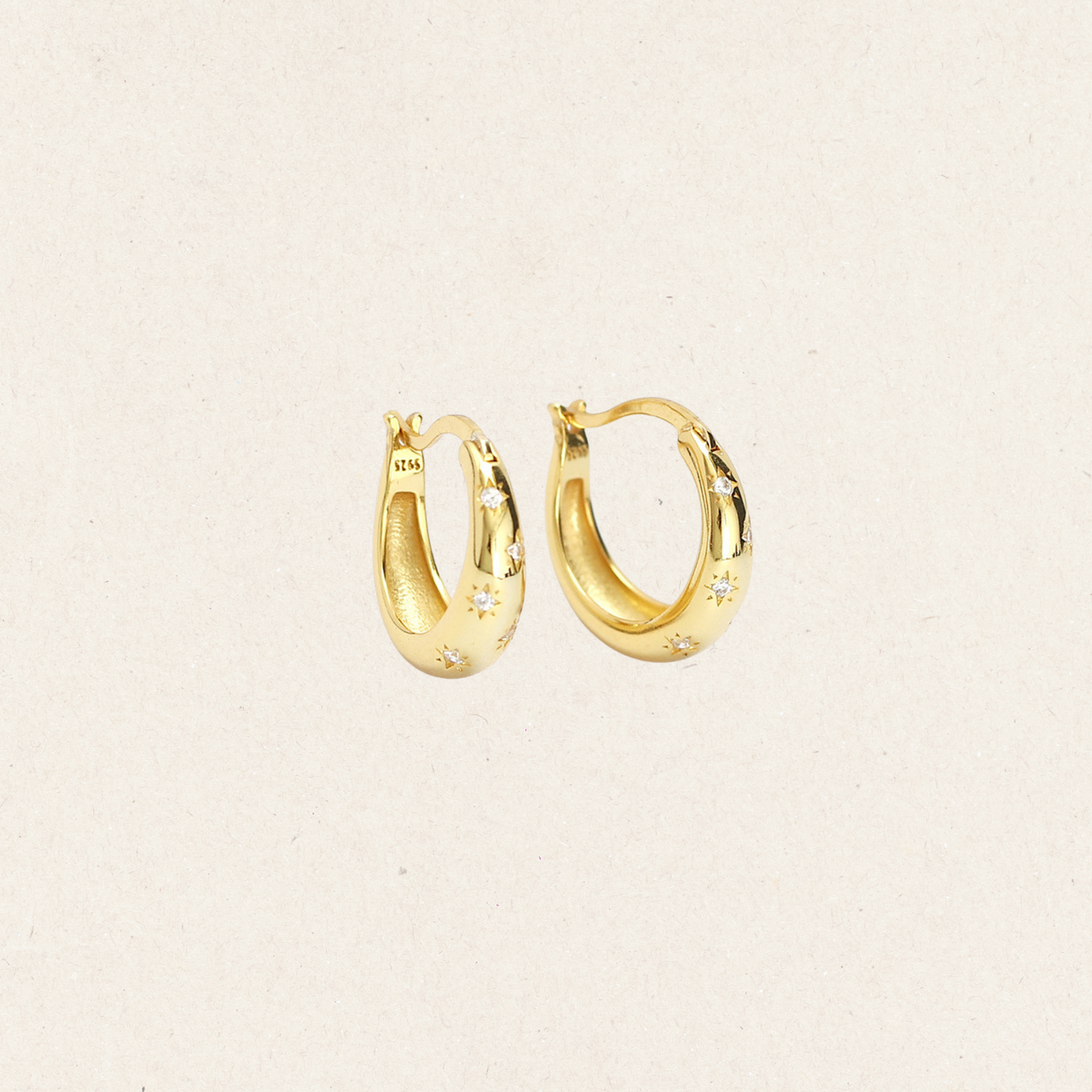 Star Engraved Huggies Hoop