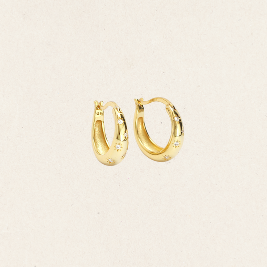 Star Engraved Huggies Hoop