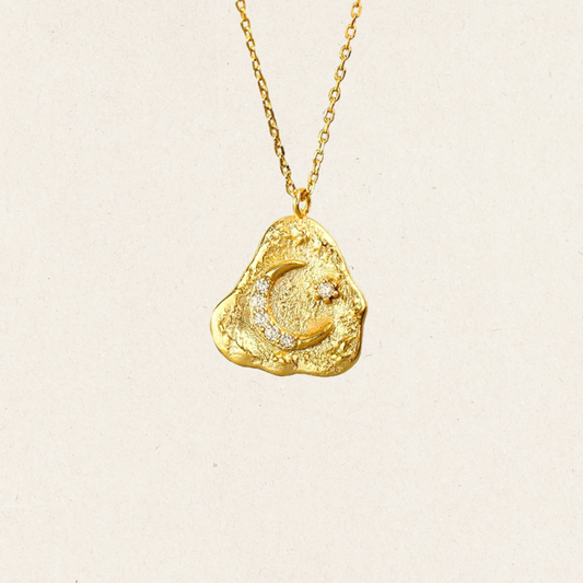 Moonlit Textured Pendant Necklace