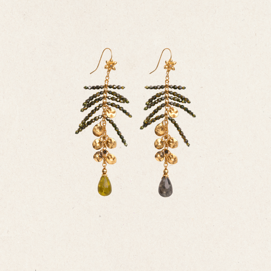 Bead & Disc Drop Earrings