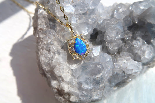 Blue Opal Water Drop Necklace