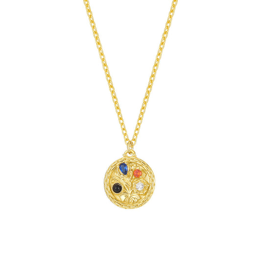 Colorful Gemstone Coin Color Palette Necklace