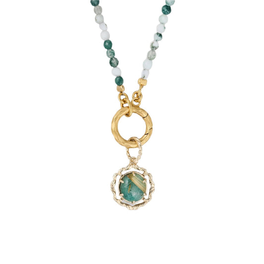 Fluorite beaded Chain Charm Necklace
