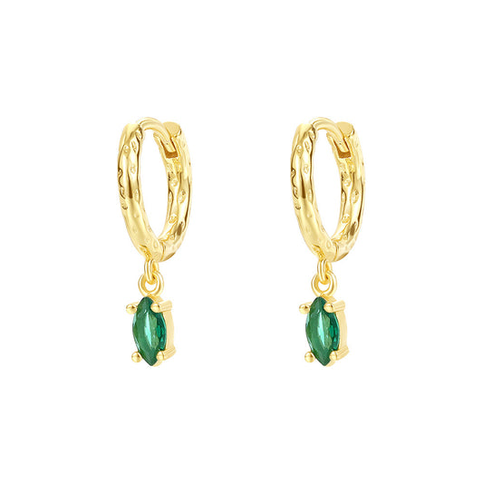 Green Agate Hoop Earrings