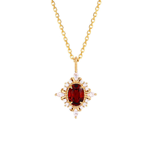 Vermeil Vintage Style Ruby Necklace