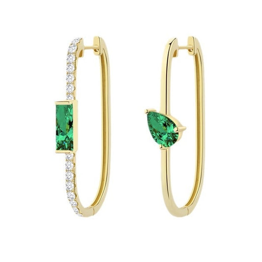 Long Square Huggie Hoop Earrings