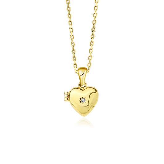 Tiny Heart Vermeil Locket Necklace