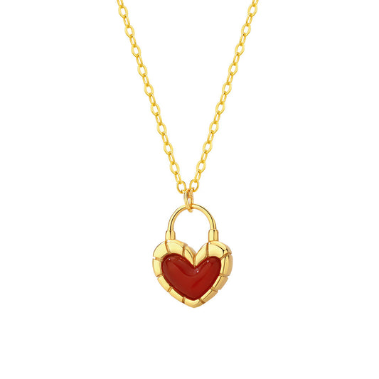 Carnelian Heart Vermeil Charm Necklace