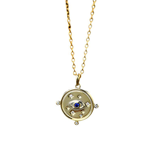 Disc Blue Eye Coin Necklace
