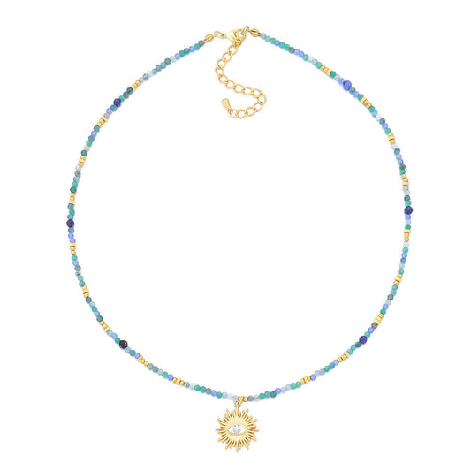 Celestite Beaded Sun Necklace