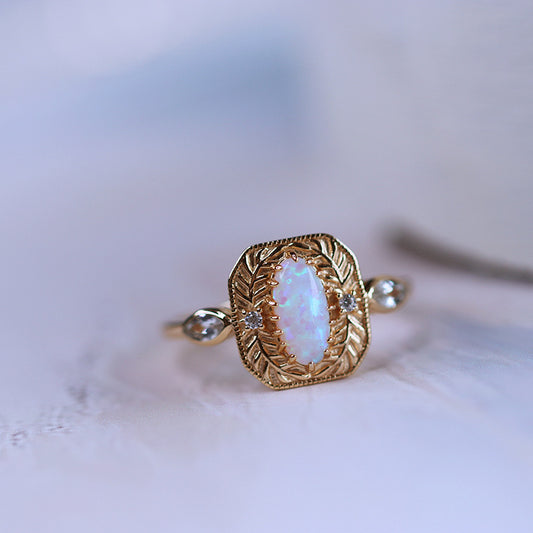 Gold Fire Opal Ring