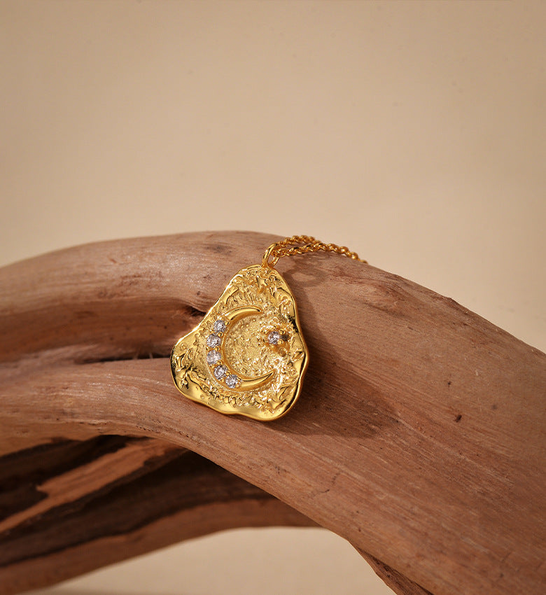 Moonlit Textured Pendant Necklace