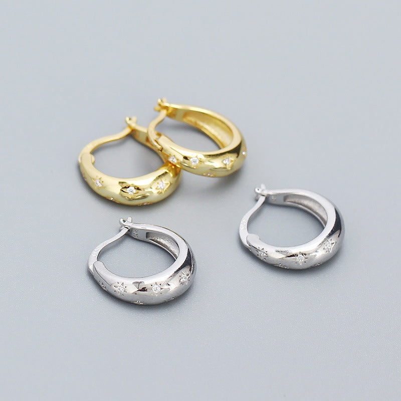 Star Engraved Huggies Hoop