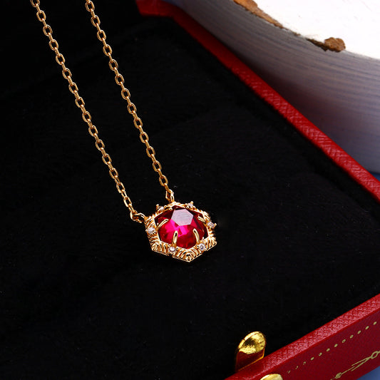 18K Gold Vermeil Natural Ruby Necklace