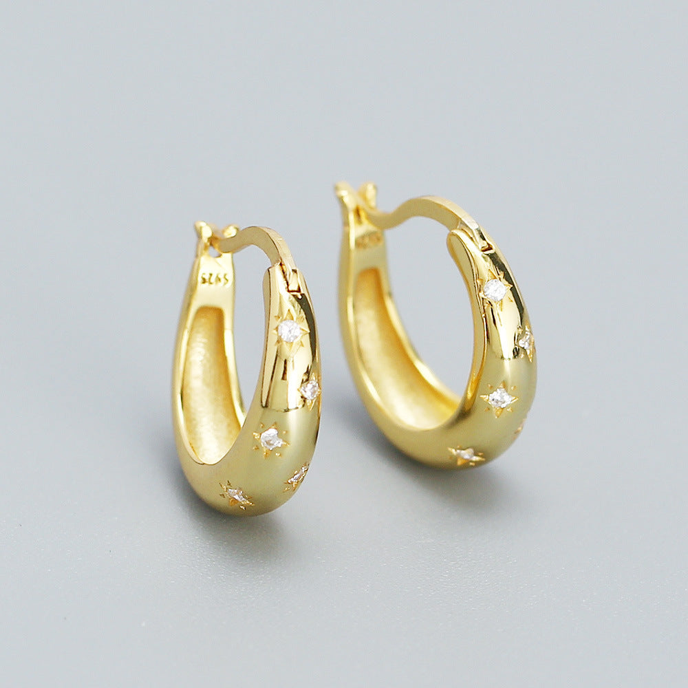 Star Engraved Huggies Hoop