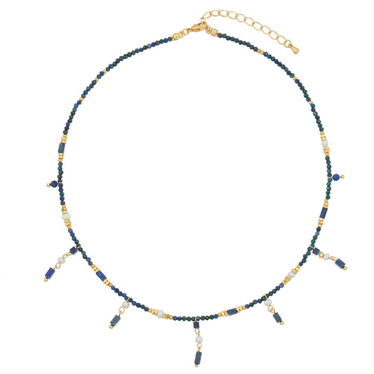 Lapis Pearls Beaded Necklace