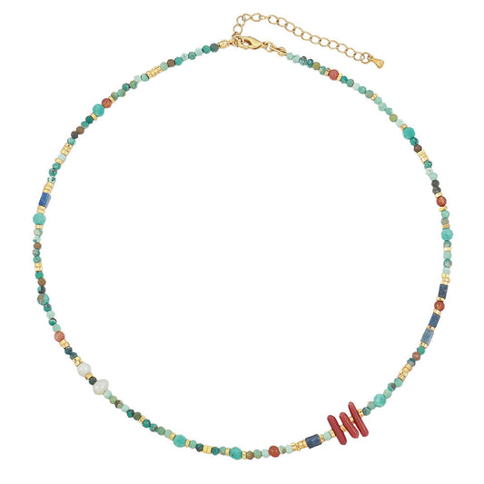 Natural Turquoise Chalcedony Beaded Necklace