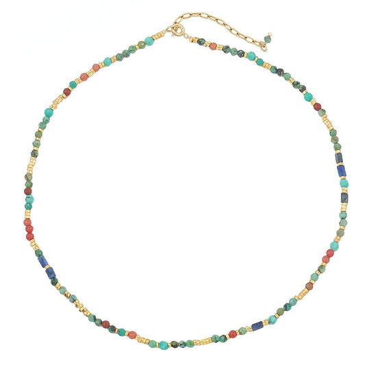 Natural Turquoise & Carnelian Beaded Necklace and Bracelet